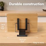 H&S Bamboo Recipe Book Stand with 6 Angles – Hands Free Cookbook Holder view 3