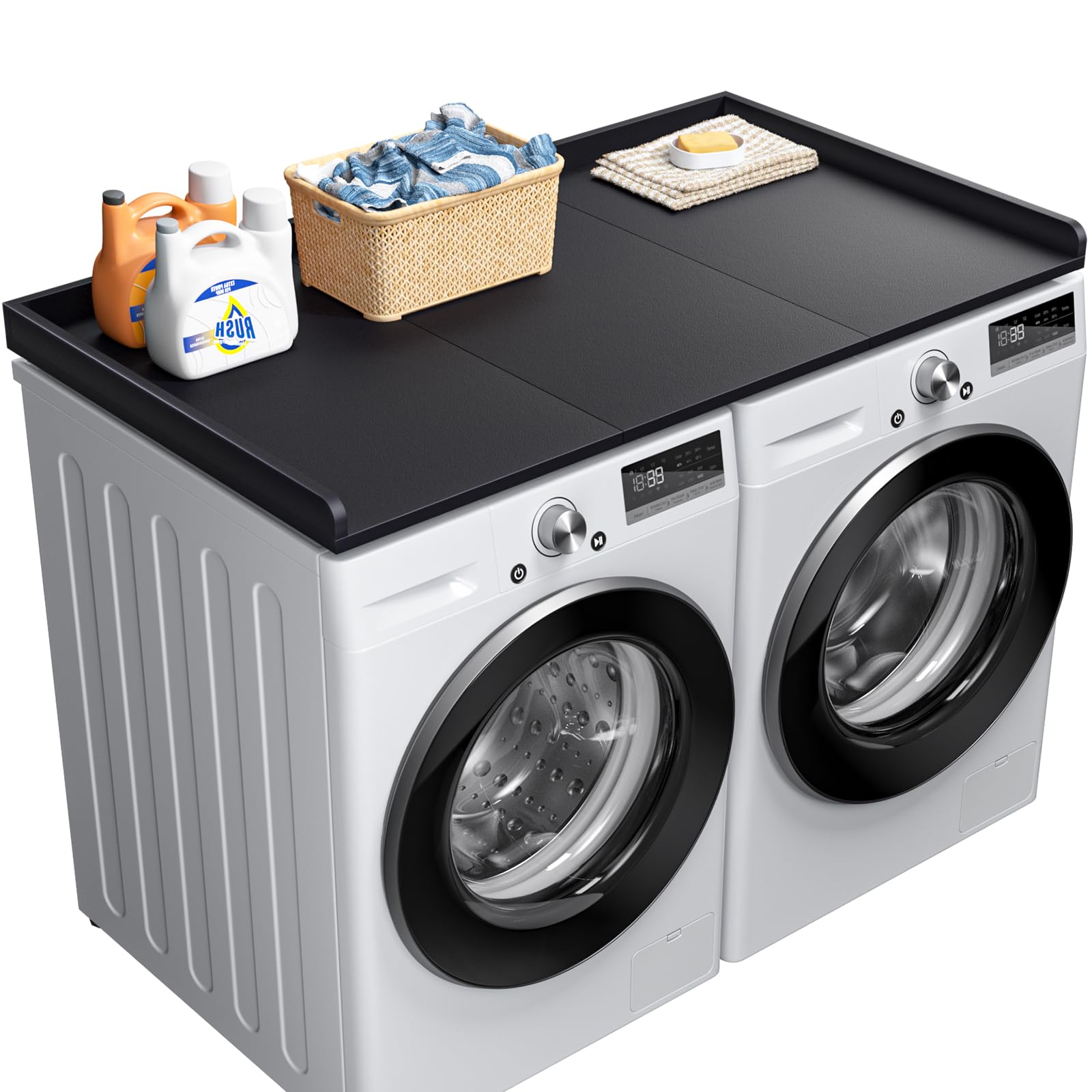 Photo 1 of Ulif Washer Dryer Countertop, Washer and Dryer Countertop Table with Non-Slip Pads for Laundry Organization, 27.5" D x 54" W x 2.6" H, Splicing Style Black