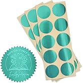MaxMark 2" Self Adhesive Glossy Turquoise Seal Labels for Certificates, Library, Notary Embossing Seals - 100 Count