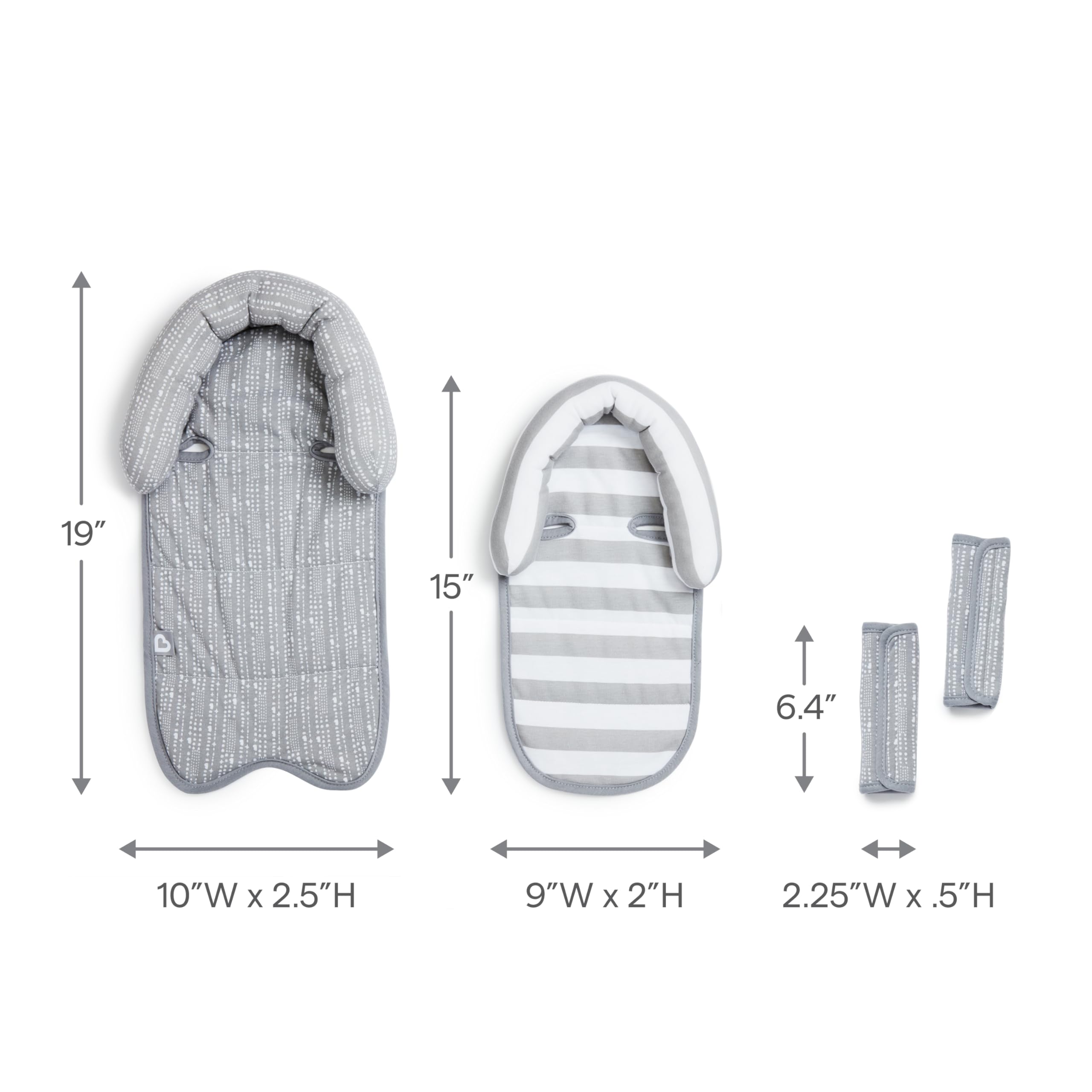 Munchkin Car Seat Head Support Baby, Infant and Newborn, Fabric Strap Covers, Silver-Ion Technology, Dots