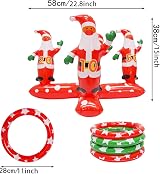 HONGCI Inflatable Santa Toss Game with 4 Rings - Xmas Party Fun for Kids Adults view 2