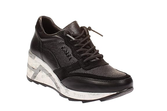 Cetti C1115 SRA - Damen Schuhe Plateau Sneaker - Space-Negro
