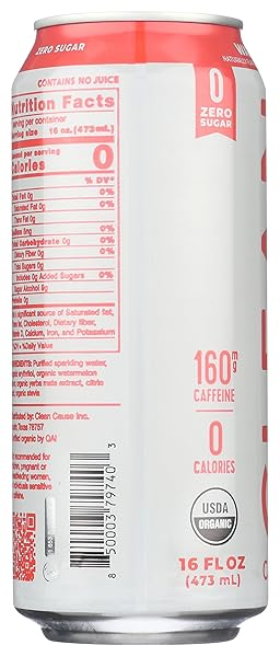 CLEAN CAUSE ORGANIC SPARKLING WATERMELON YERBA MATE, 16 FZ