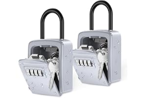 ANKILO Wall Mounted Key Lock Box, Key Safe Box with Shackle, 5 Keys Capacity, Weatherproof 4 Digit Combination Key Storage Lock Box for Indoor Outdoor