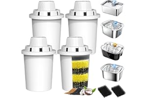 Dog Water Fountain Filters Replacement 4 Packs, 2 Months Set of Replacement Filter with 2 Sponges for PETNF Large Pet Dog Water Fountain Bowl Dispenser, Compatible with D2341/D2223/D2322/D2419 Models