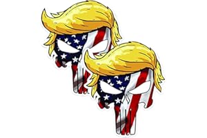 WSQ Trumpisher Trump Skull American Flag Vinyl Sticker Decal (2 Pack) - 4x4 Inches - for Car Truck SUV Van Window Bumper Wall Laptop Tablet Cup Tumbler and Any Smooth Surface