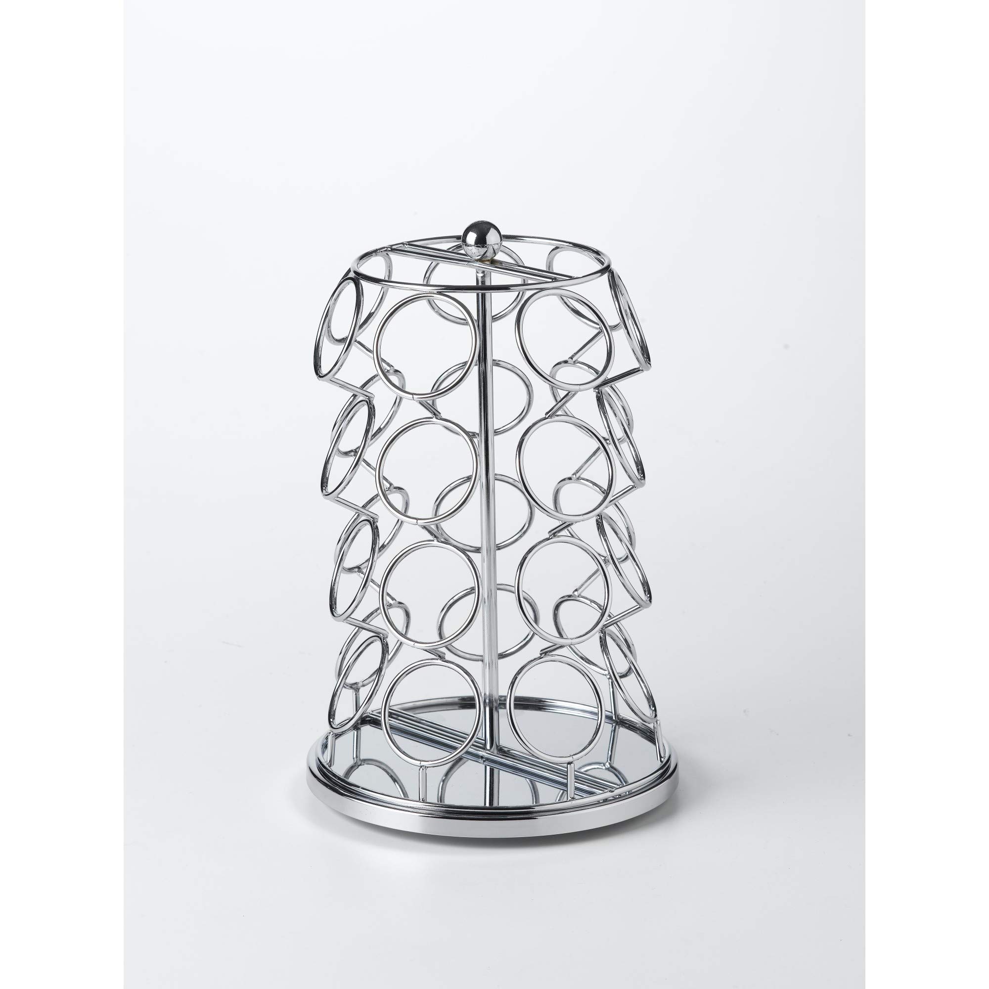 Nifty K Cup Holder – Compatible with K-Cups, Coffee Pod Carousel | 28 K Cup Holder, Spins 360-Degrees, Lazy Susan Platform, Modern Chrome Design, Home or Office Kitchen Counter Organizer