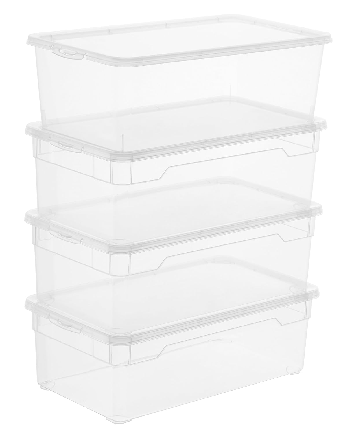 Pack de 4 cajas pequeñas de plástico con tapa. Opción de tamaños y packs.