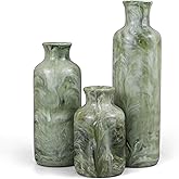 YMXYJM Resin 3 Piece Vase Set, Farmhouse Decor, Home Decorative Vase, Vases for Your Kitchen, Bedroom, Office, Living Room, Bathroom, & Shelf Centerpiece Table Decorations, Green