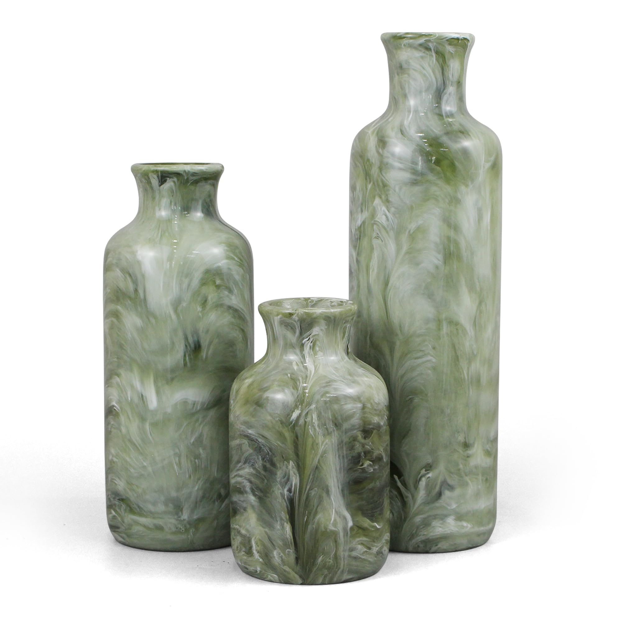 Photo 1 of YMXYJM Resin 3 Piece Vase Set, Farmhouse Decor, Home Decorative Vase, Vases for Your Kitchen, Bedroom, Office, Living Room, Bathroom, & Shelf Centerpiece Table Decorations, Green