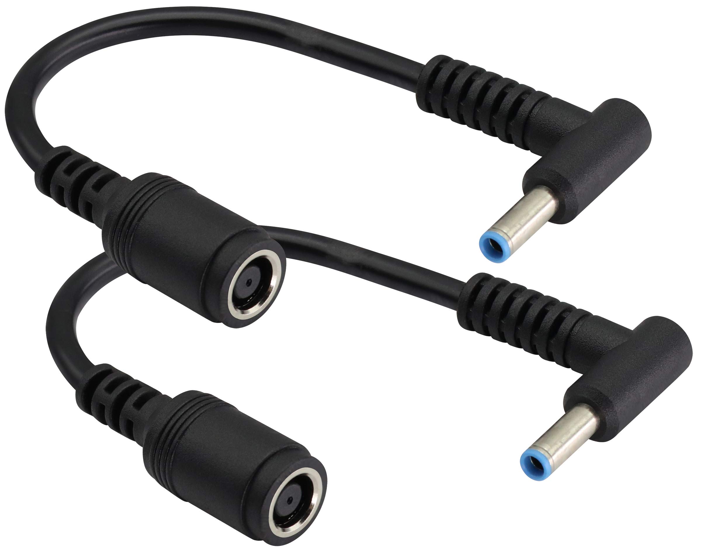 AAOTOKK 90 Degree Tip Laptop Power Cable DC 7.4mm x 5.0mm Female to 4.5mm x3.0mm Male Charging Connector DC Power Converter Cable DC Jack for HP Notebook Adapter Replacement Power Cord(15cm/2Pack)