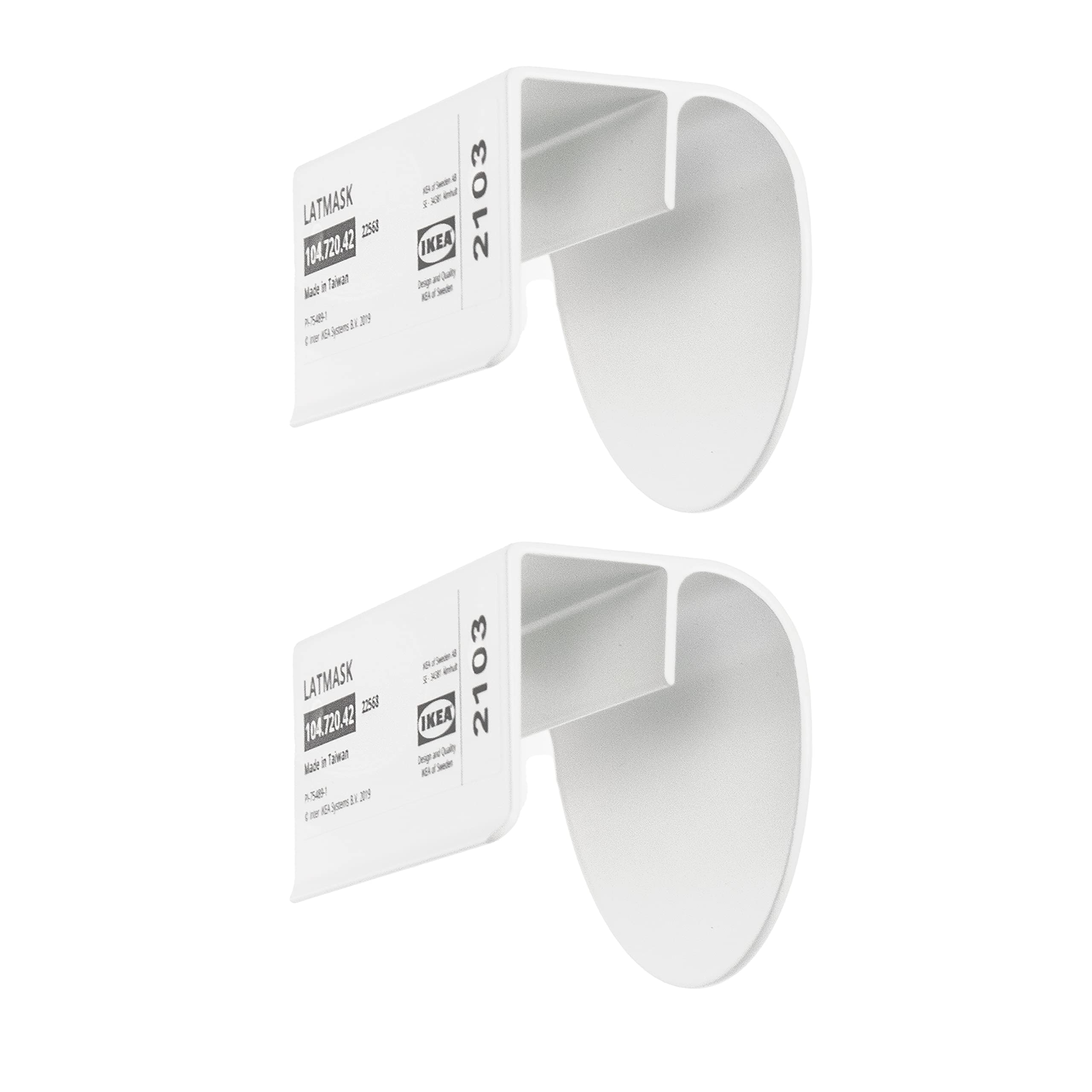IKEA LATMASK Clip-On Handles, White, 60 Millimetres, 104.720.42 - Pack of 2