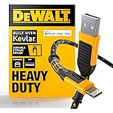 DEWALT Heavy Duty USB A to Lightning Cable [Apple MFi Certified] Durable iPhone Charger, Lightning Cables, Fast Charging iPhone Charger Cord Compatible w/iPhones 14/13/12/11 Pro Max iPad AirPods, 6FT