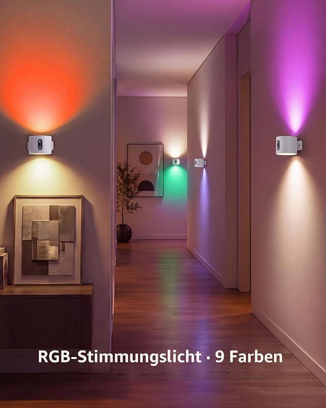 Kabellos LED Wandleuchte Innen Akku RGB mit Fernbedienung — Foto 8 von 8