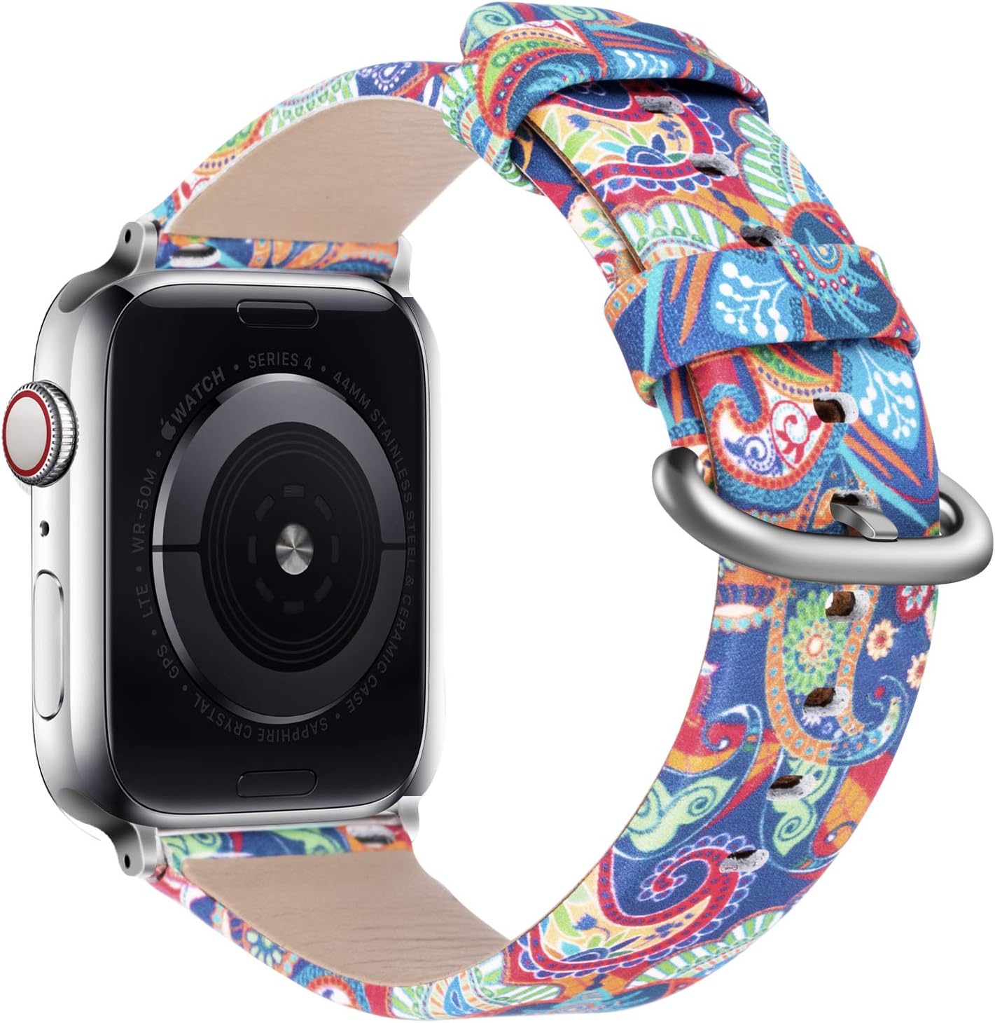 YOUKEX Compatible with Apple Watch Band 38mm/40mm 42mm/44mm, Floral Wristbands Flower Printed Leather Strap Replacement for iWatch Series 4/3/2/1 Women Men
