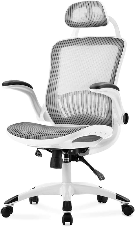Merax Burostuhl Ergonomischer Schreibtischstuhl Computer Stuhl Drehstuhl Mit Netz Design Sitzkissen Mit Hoher Ruckenlehne Und Verstellbarer Kopfstutze Und Armlehne Maximale Belastbarkeit 150 Kg Weiss Amazon De Kuche Haushalt