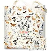 DHQH Cute Gifts for Dog Lover, Dog mom Gift Reusable Grocery Beach Shopping Bag for Women, Birthday Gift for Mom Daughter Friends Sisters Who Loves Dogs