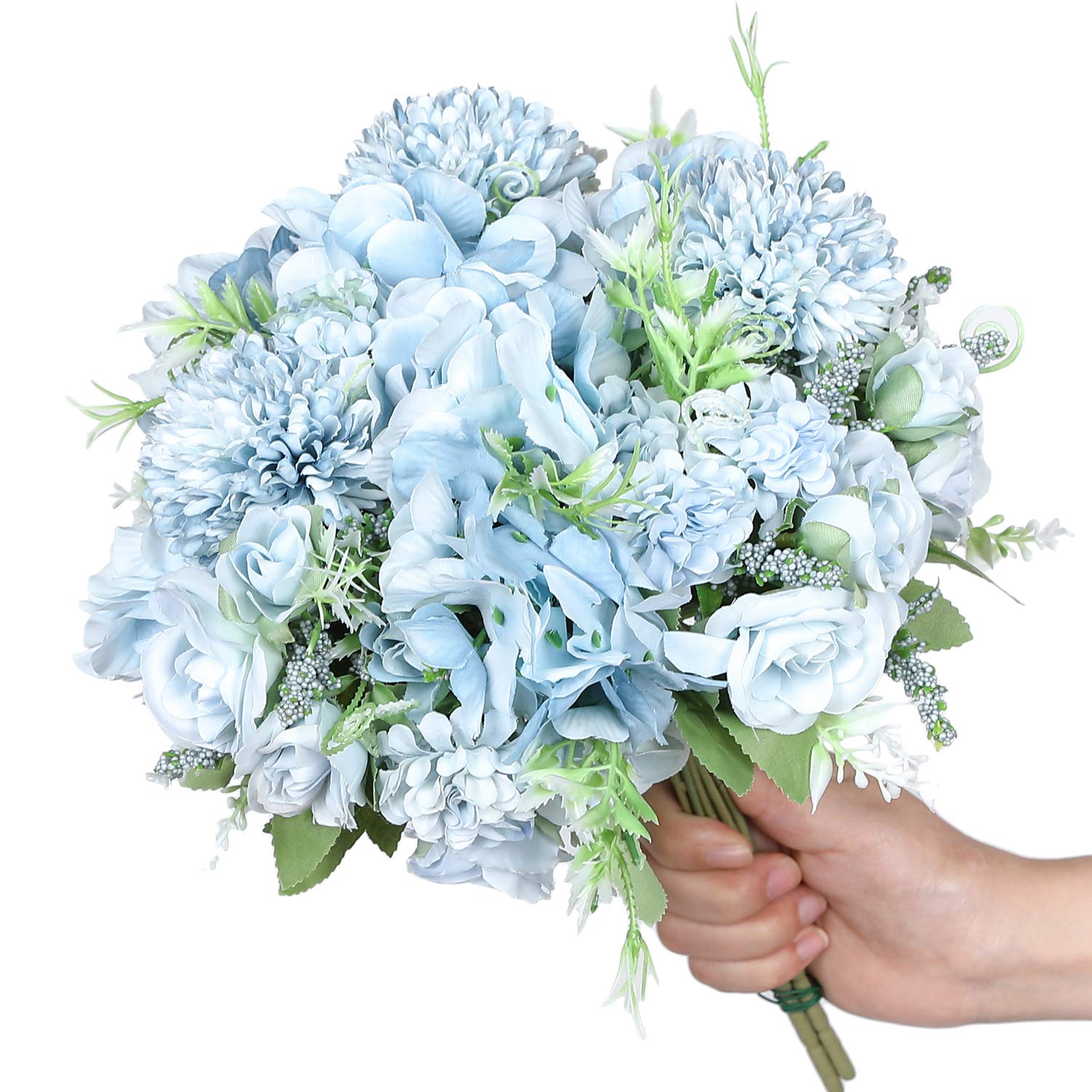 Hawesome 3 Stücke Blumenstrauß künstliche Hortensie Rose Kunstblumen