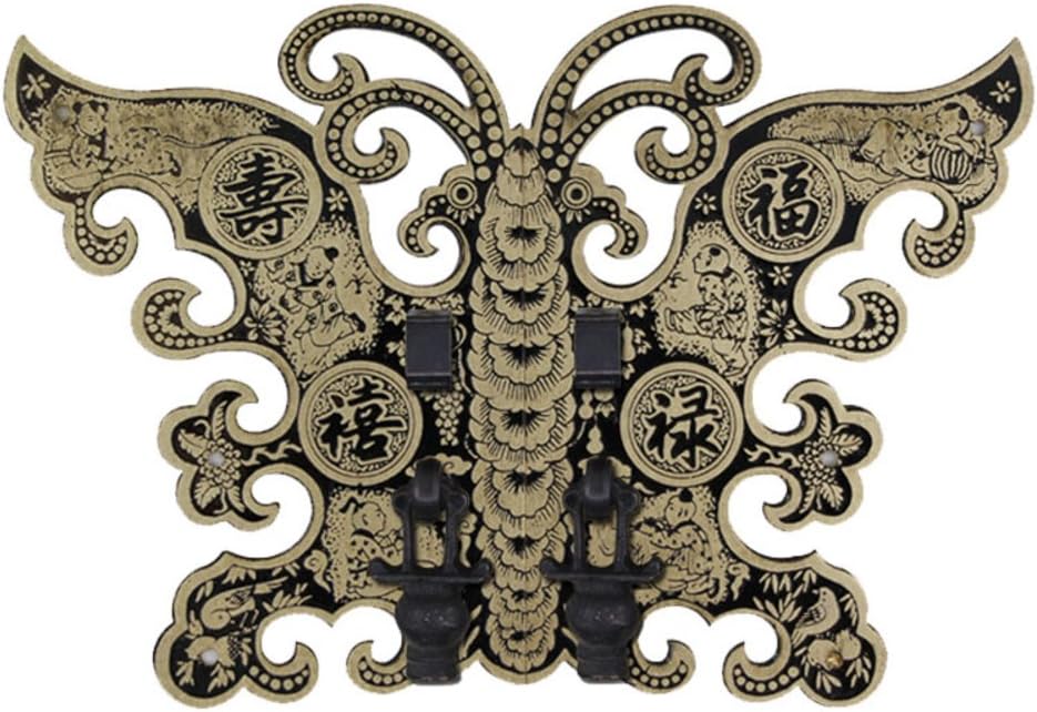 Knocker,Door latch Copper antique handle Chinese ming and qing furniture handle copper accessories classical handle cabinet face plate butterfly paragraph u-shaped needle installation 27.3cm-I