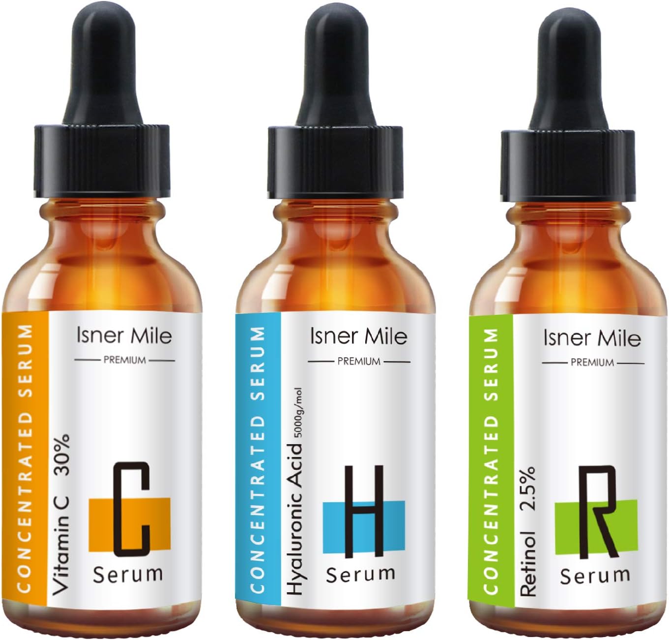 Anti Aging Serum 3-Pack, Vitamin C Serum,Hyaluronic Acid Serum,Retinol Serum, Anti Wrinkle Serum Skin Brightening Serum Dark Spot Facial Serums Pore Minimizer | 3X1 Oz