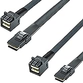 10Gtek Internal Mini SAS HD SFF-8643 to Mini SAS SFF-8087 Cable, 0.5-Meter(1.6ft), Foldable, Flexible, 2 Pack