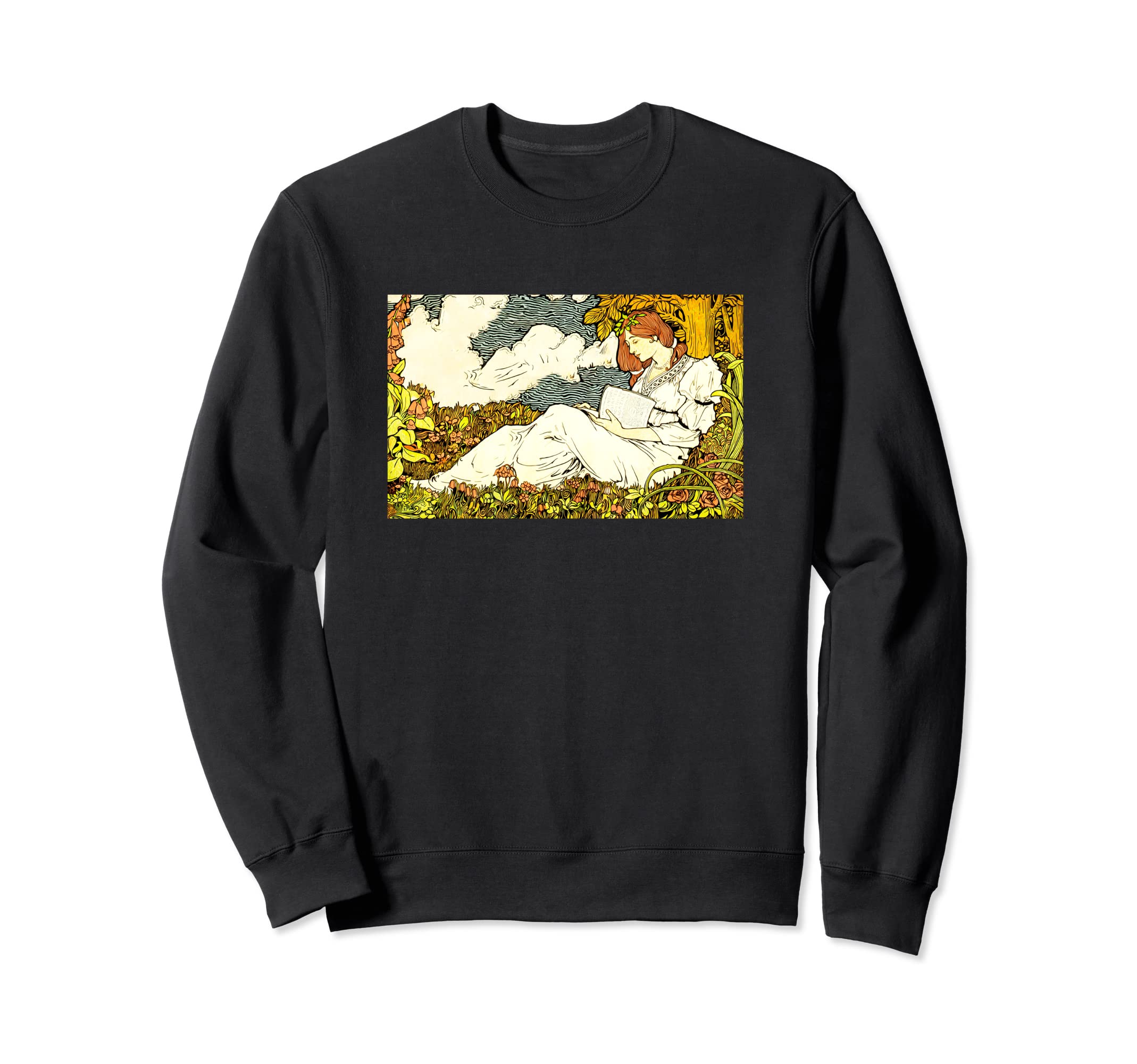 Woman Reading Fairycore Aesthetic Cottagecore Women Reader Sweatshirt