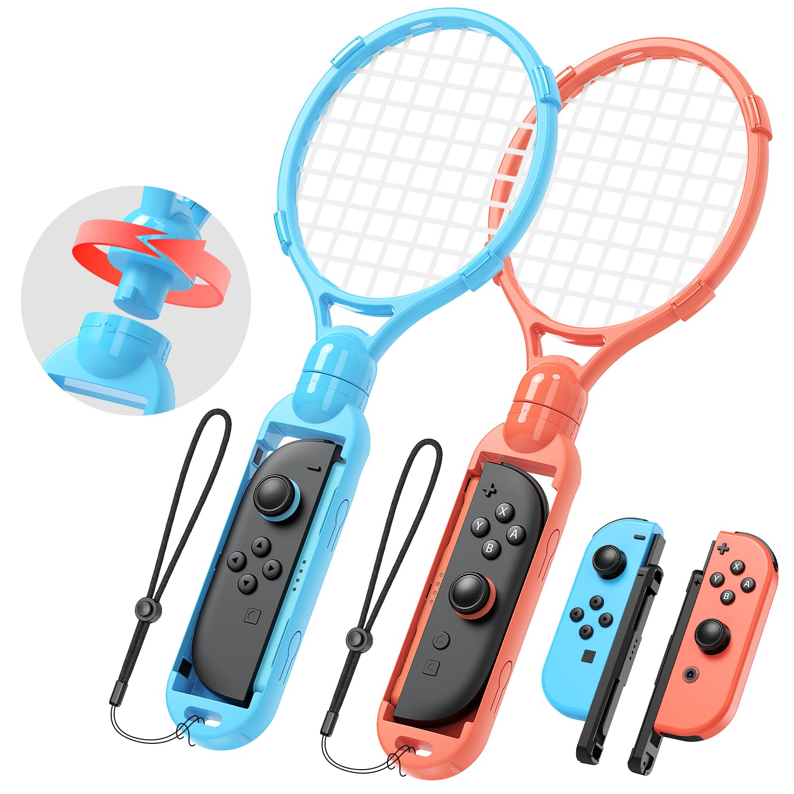 Photo 1 of [?????? ?/? ??????????]Tennis Rackets for Nintendo Switch 2 Joy-Con(2025), MENEEA 2 Pack Game Accessories for Mario Tennis Aces,Handle Grip Holder for Switch 2/Switch 1 Controller Suport Other Tennis Game for NS2 (Blue/Orange)