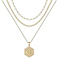 M MOOHAM Layered Initial Necklaces for Women, 14K Real Gold Plated Layered Necklaces for Women Initial Necklaces Paperclip Chain Necklaces for Women Gold Necklace for Women Gold Jewelry for Women