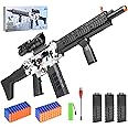 Realistic Sniper Rifle Toy Guns for Nerf Guns Bullets, Electric Foam Blaster Toy Set with Scope, 100 Soft Darts and 3 Magazines, Kids Semi Automatic Machine Toy Gun for Boys 8-12 Old