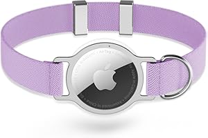 AirTag Cat Collar, Sucegi Ultra Elastic Cat Tracker Collar with Apple Air Tag Holder, [Lightweight][Scratch Resistant] Stepless Adjustable GPS Pet Collar for Cats Kittens (Purple, Pure)