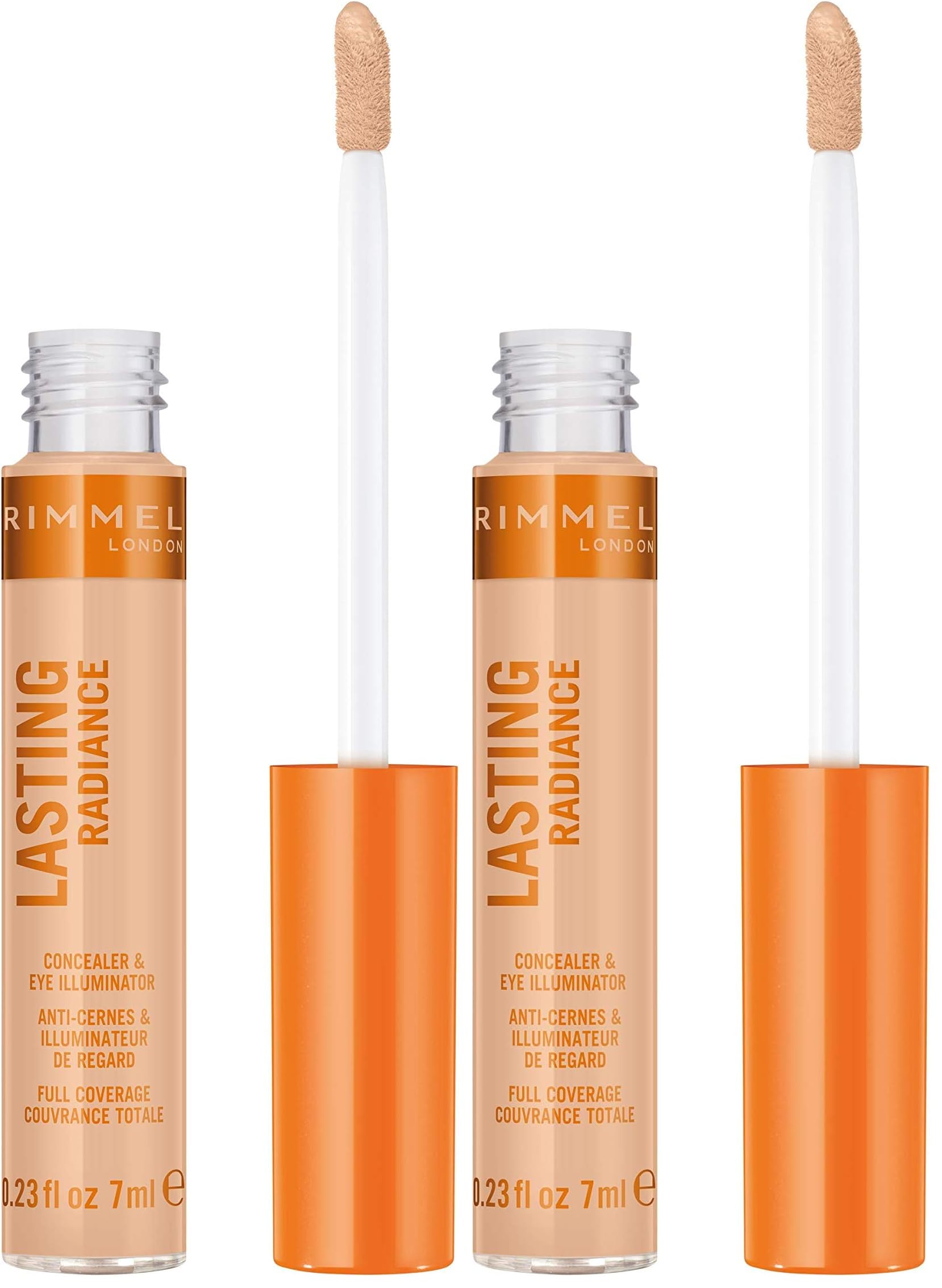 Rimmel Lasting Radiance Full Coverage Concealer and Eye Illuminator, 10 Ivory, 7ml (Pack of 2)