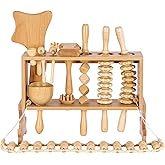 Meifuly 13 in 1 Wood Therapy Massage Tools with Luxury Storage Shelf, Complete Maderotherapia Wooden Massager Kit for Body Shaping, Lymphatic Drainage, Muscle Pain Relief, Anti-Cellulite
