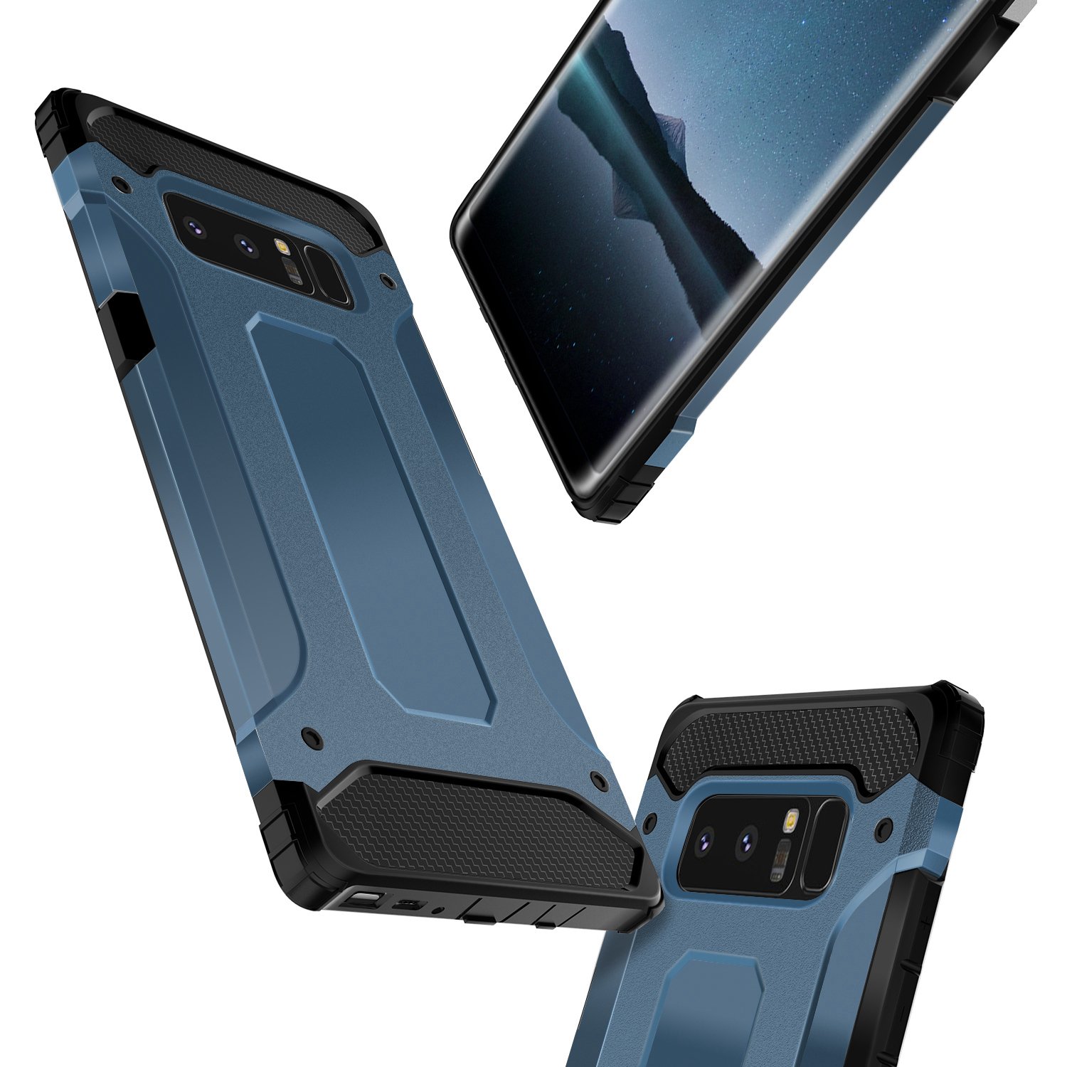 Galaxy Note 8 Case, LoHi Heavy Duty Protection Defend Shockproof Clip Holster with Rugged Bumper 6.3 Inch (6.3 Blue)