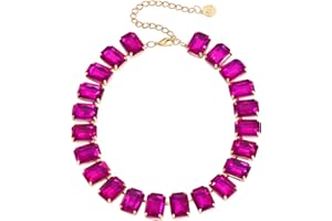Firstmeet Rectangular Crystal Rhinestone Collar Necklace Wedding Sparkly Colorful Crystal Choker For Women