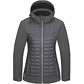 Little Donkey Andy Women's Lightweight Insulated Hybrid Jacket for Hiking Running Ski Thermal Warm with Removable Hood