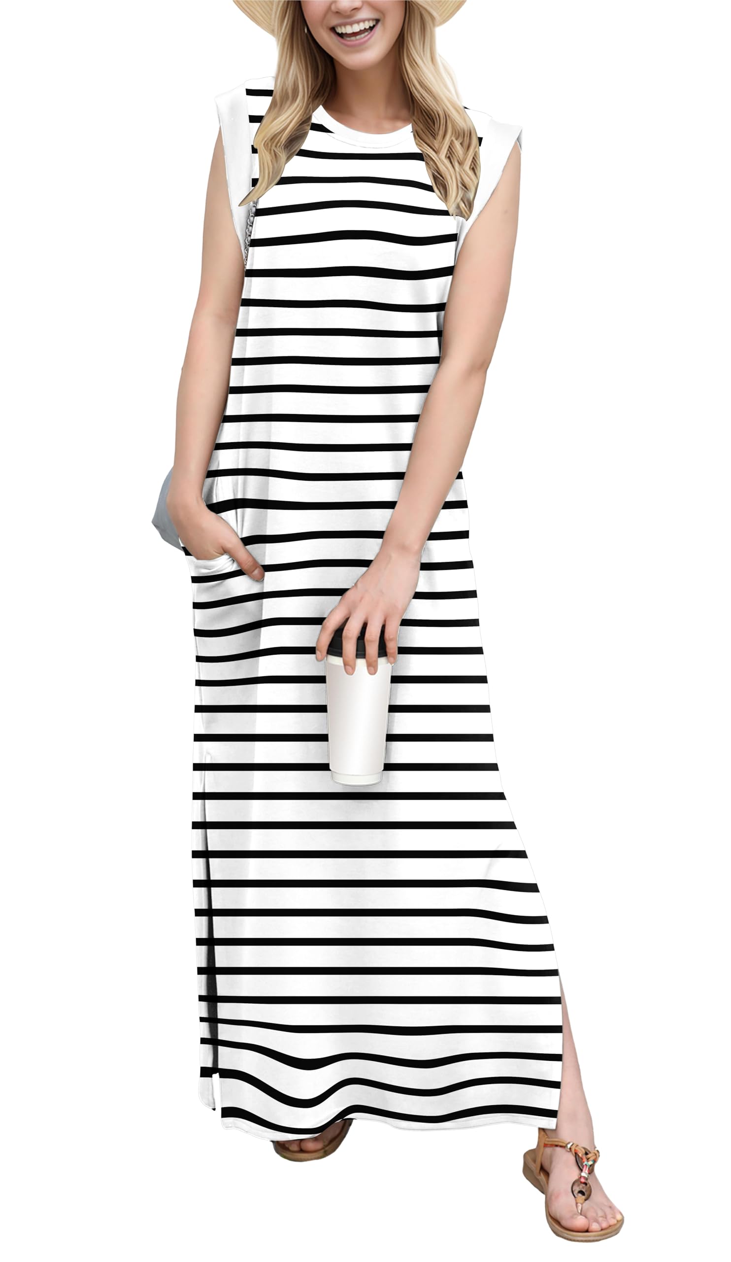 GRECERELLE Womens Summer Casual Round Neck Split