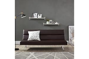 Naomi Home Zoe Futon Sofa Bed, Espresso, Faux Leather, 68.9" L x 31.80" W x 30.7" H