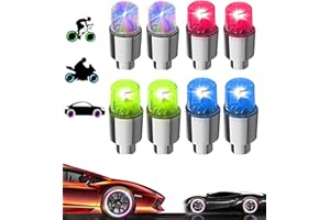 YUERWOVER 8 Pack LED Valve Stem Caps Lights for Car Tires Wheel Assemblies Light up Air Neon Bicycle Motorcycle Tyre Valve Lights Bike Truck Golf Cart for Kids Men Women(Multicolor)