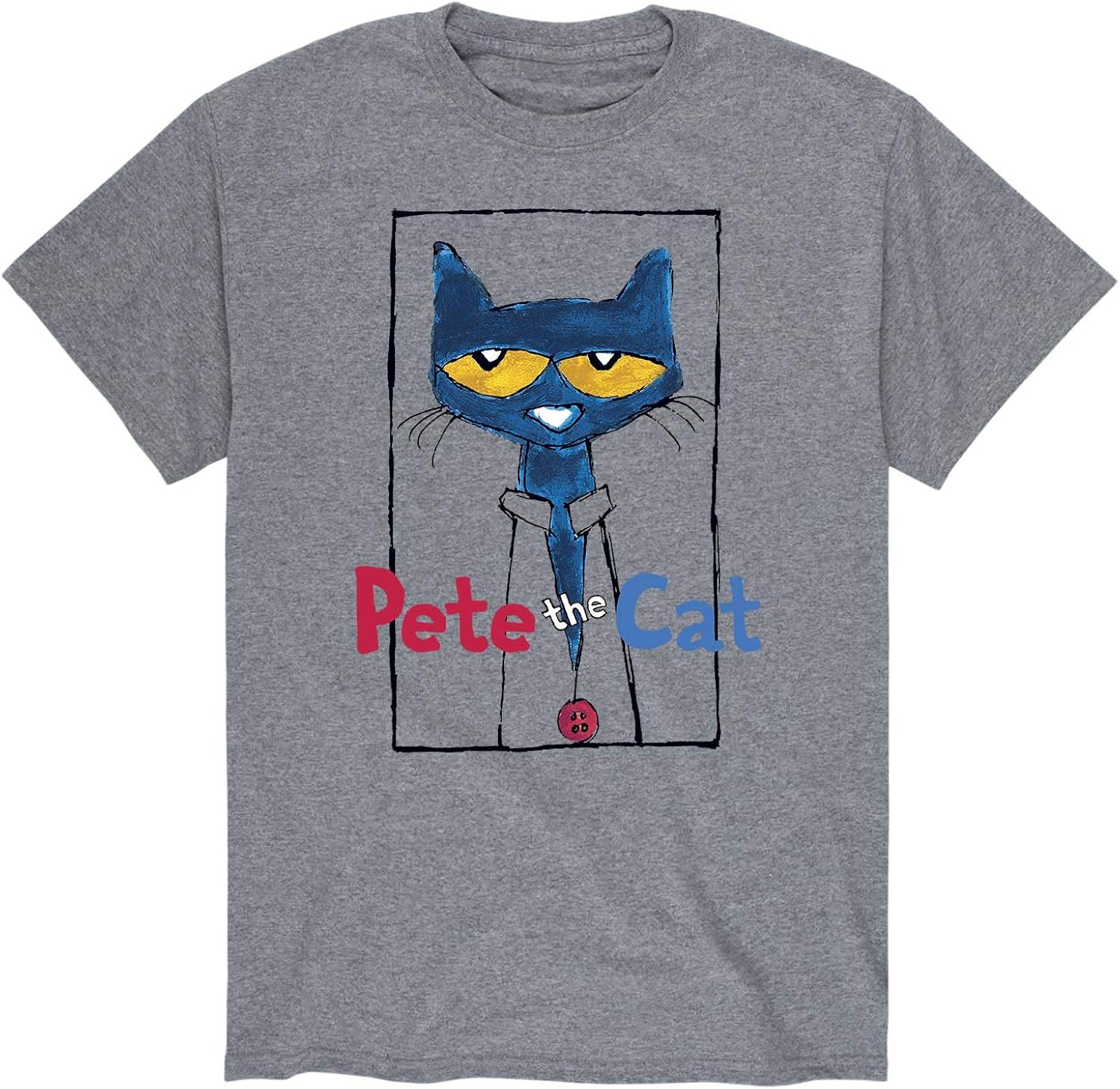 Pete the Cat Framed W Button Adult Short Sleeve Tee Clothing