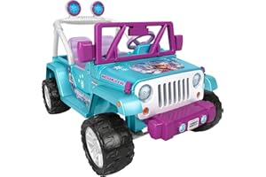 Power Wheels Disney Frozen Jeep Wrangler Ride-On Battery Powered Vehicle with Music Sounds & Storage, Preschool Kids Ages 3+ Yearsâ€‹