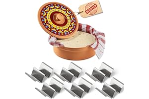 Large Tortilla Warmer w Taco Holder Set of 6 Stainless Steel, Taco Bar Serving Set for A Party - Taco Party Supplies Taco Kit