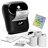 Phomemo Label Maker - M110 Address Label Printer Bluetooth Thermal Printer for Business, Office, School, Home-use, Barcode, Logo, Clothing Labels, with 3 Label Roll, Black