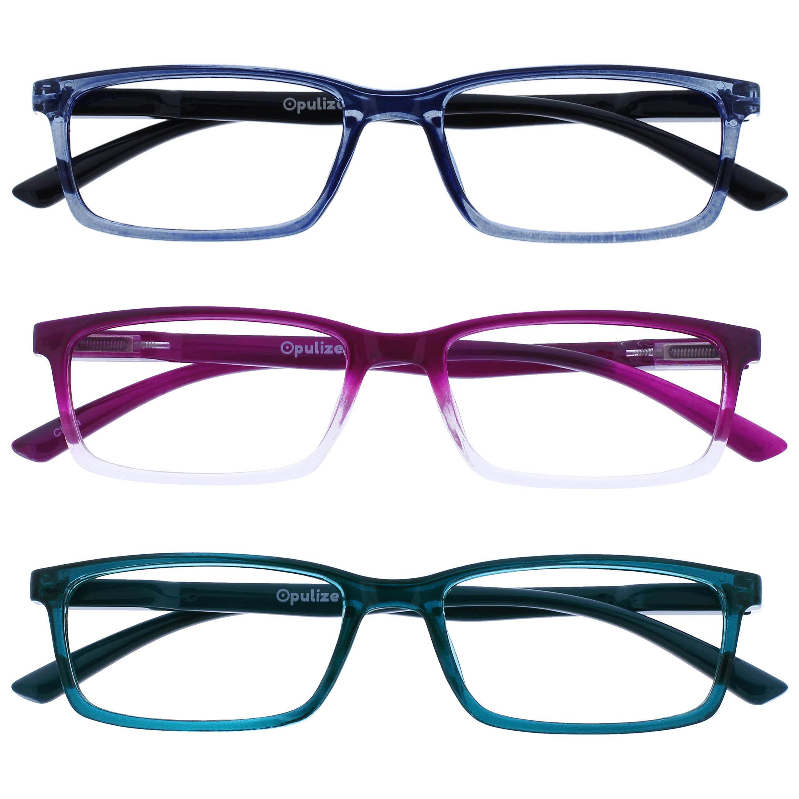 OPULIZE SEE Blue Light Blocking Glasses for Women Men - 3 Pack - Narrow Frame - Anti-Glare Computer and Gaming Eyewear - UV and Eyestrain Protection - Improve Sleep - Blue Purple Turquoise +0.00