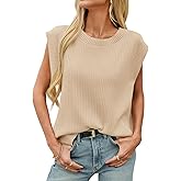 Saodimallsu Womens Crew Neck Sweater Vest Summer Oversized Ribbed Knit Sleeveless Casual Loose Fit Pullover Tank Top