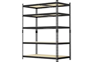 SYLOUGH 36" W Father&I 5-Shelf-Rack Industrial Metal Shelves Steel Utility Garage/Kitchen Storage Stand Shelving Units Adjustable Heavy-Duty Organizer for Shed/Closet/Pantry/Tote 72" H*36W*16D, Black