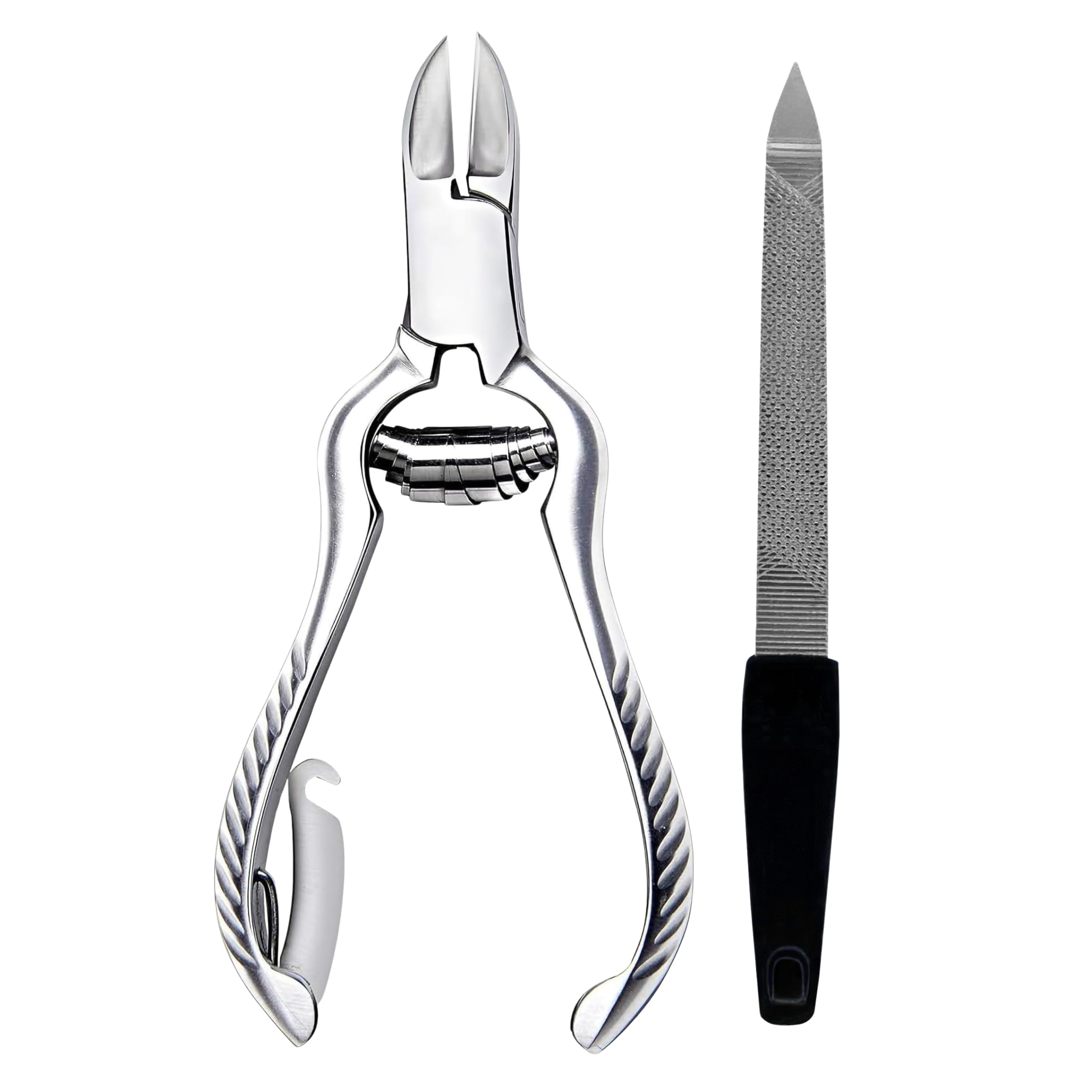 ASM Toe Nail Clippers for Thick Nails with Nail File - Heavy Duty Stainless Steel Toenail Clipper Set for Fingernail and Ingrown Toenail Treatment – Ideal Christmas Gifts for Women & Men