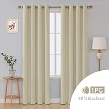 Deconovo Room Darkening Curtain Eyelet Thermal 140x260 Beige view 4
