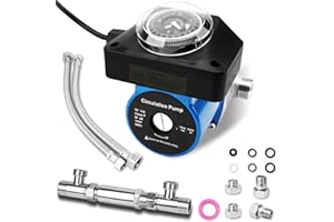 ZAIGANMA Hot Water Recirculating Pump with Timer Recirculation System & BSP 3/4" w/NPT 1/2" Adapter, Sensor Valve 304 Stainless Steel Bybass Valve Kit for Instant Hot Tank Water Heaters #595916 095580