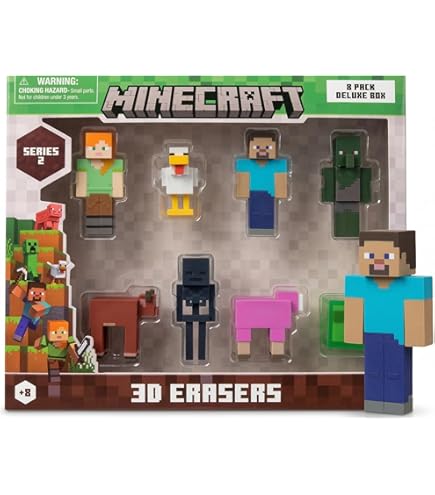 Amazon.com: Mine Craft 3D Erasers, 6-Pack Deluxe Collector Set, 12
