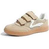 LUCKY STEP Women's Casual Fashion Retro Sneakers Classic Gum Sole Hook and Loop Tennis Footwear Anti Slip Skate Trainers Trendy Walking Shoes